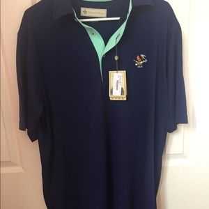 Men’s Donald Ross Navy/Teal Polo Shirt